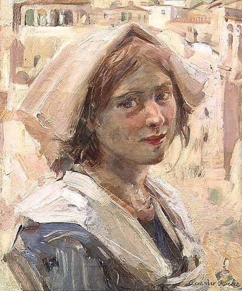 Alexander Ignatius Roche Italian Peasant Girl Norge oil painting art